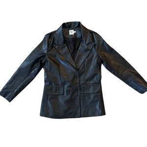 Princess Polly Black Leather Jacket with Double Breasted Button Up Design